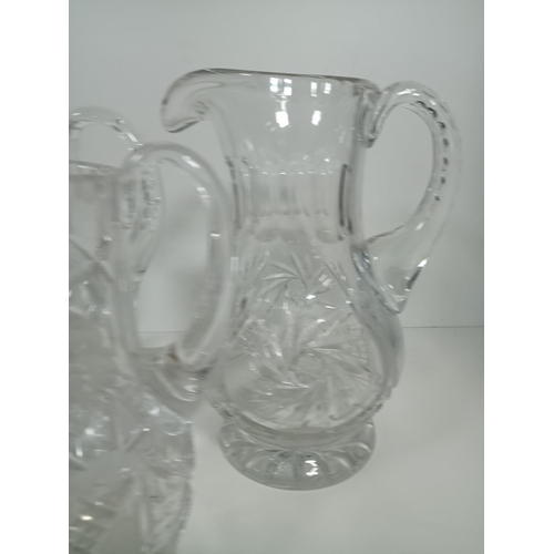 740 - 3 x Heavy Lead Crystal Jugs