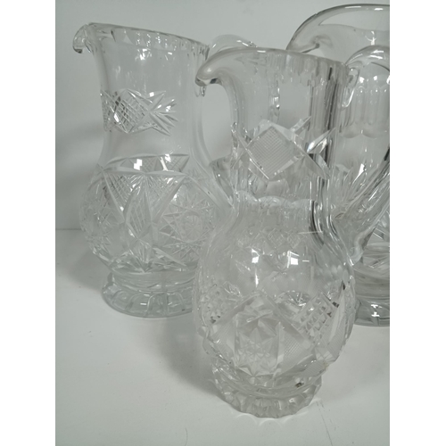 740 - 3 x Heavy Lead Crystal Jugs