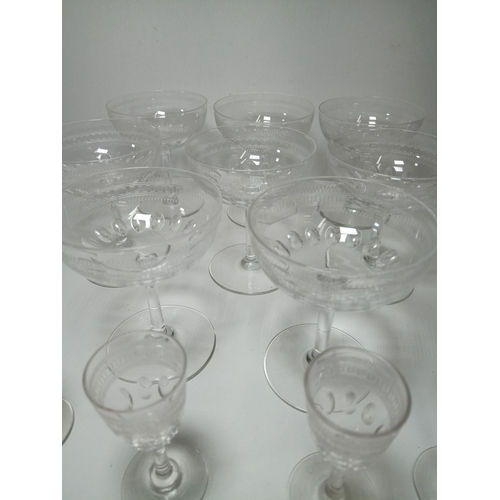 744 - A Quantity of Late Victorian Champagne and Liquor Glasses