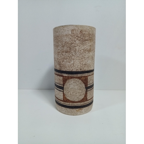 56B - A Trioka Pottery Cylindrical Vase 19cm