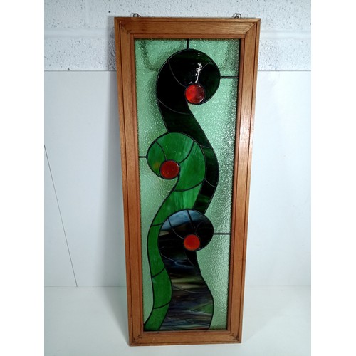 94 - A Framed Stained Glass Panel Panel  68 x 26cm