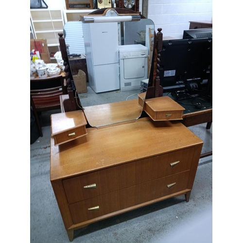 296 - Vintage Blonde Oak Dressing Table with Mirror and 4 Drawers ( 2 small and 2 large) , 156cm H, 96cm W... 