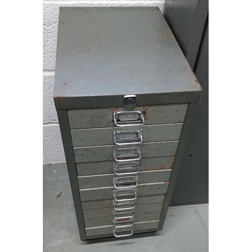 91 - Multi Drawer Metal Cabinet and Contents ( Vintage Radio and Gramophone Parts ) 71cm High