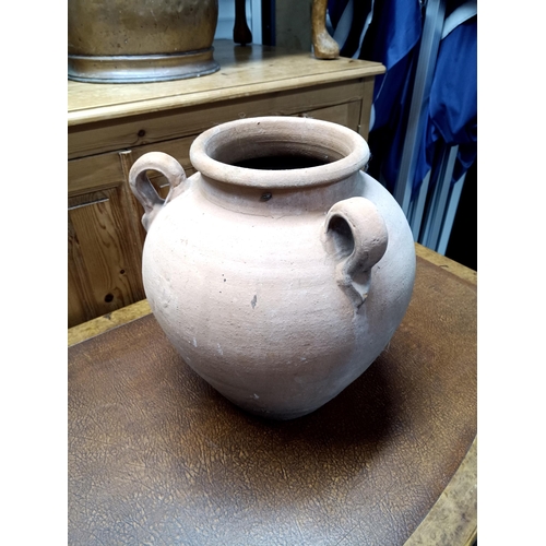 291 - A Large Terracotta 3 Handled Urn Shaped Pot 34cm High approx.