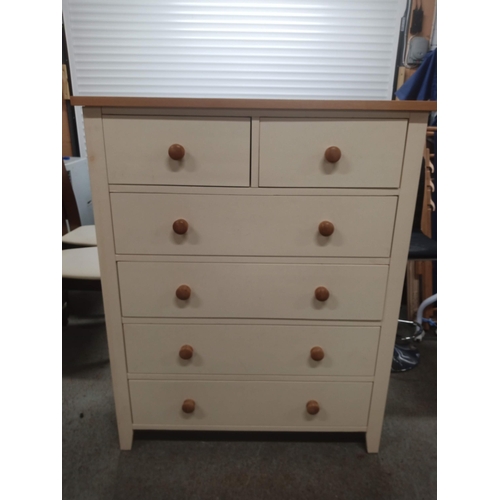 289 - Cream Painted Pine Chest of Drawers 118cm H, 96cm W, 43D