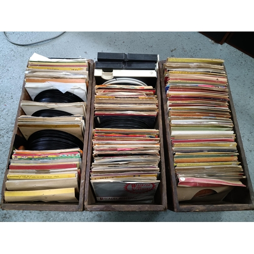 667 - 3 x Wooden Schweppes Crates of Vinyl Singles - Various Artists