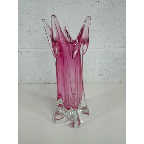 329C - Large Archimede Seguso Murano Pink Glass Vase 31cm High