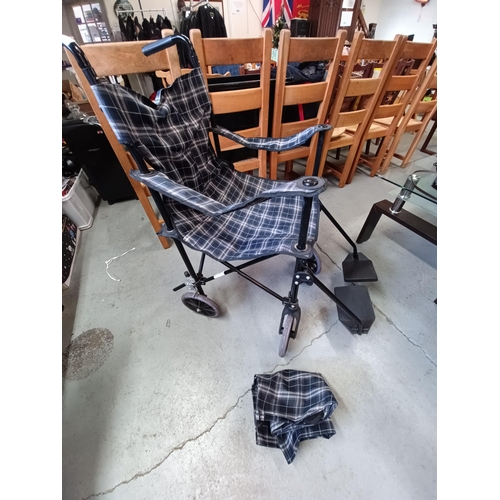 70 - Folding Canvas Wheelchair with Cover