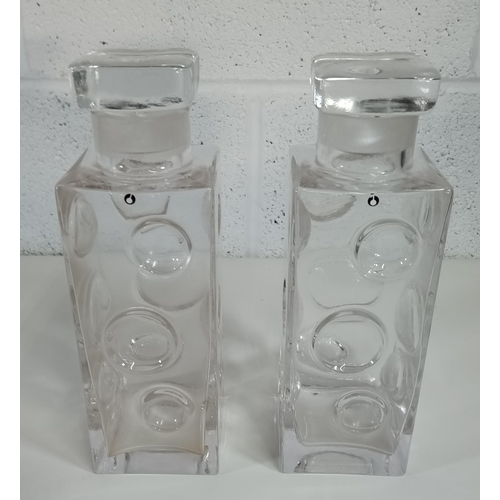 329B - A Pair of 1960's Pukeberg Vintage  Swedish Cut Glass Decanters by Uno Westerberg