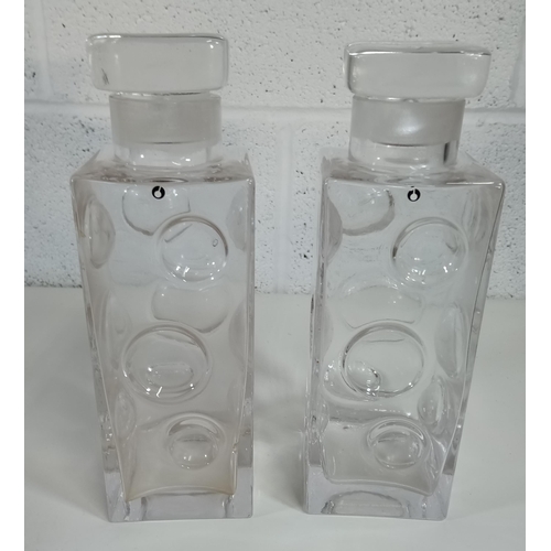 329B - A Pair of 1960's Pukeberg Vintage  Swedish Cut Glass Decanters by Uno Westerberg