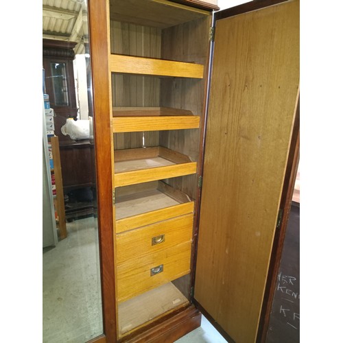 431 - An Antique Mahogany Wardrobe 215cm x 188cm x 56cm (1 internal drawer missing)