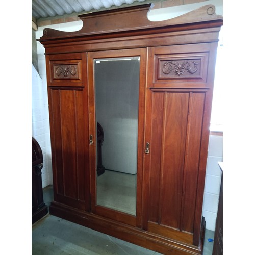 431 - An Antique Mahogany Wardrobe 215cm x 188cm x 56cm (1 internal drawer missing)