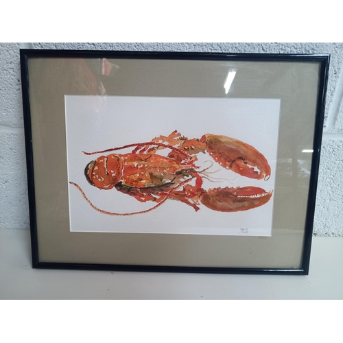 836 - An Original Watercolour of a Lobster Signed 