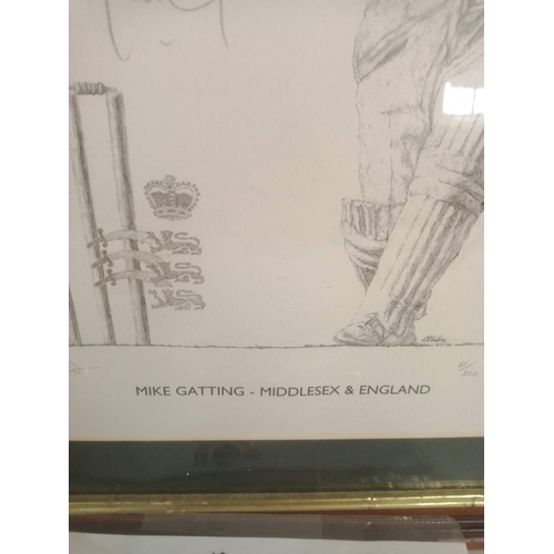 922 - Original Mike Gatting Signed Print with Testimonial 41cm x 54cm