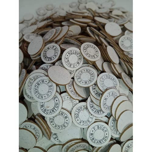 844 - A Large Quantity of E. Buck Wincanton Cardboard Tokens