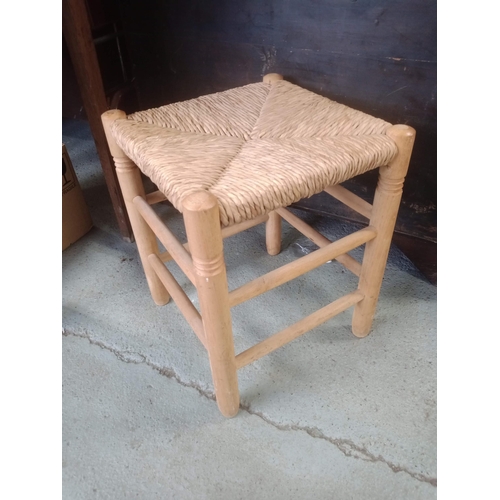 848 - Rush Seated Stool 47cm H, 39cm W, 39cm D