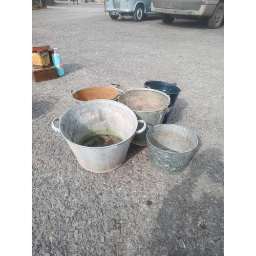 44 - 6 x Galvanised and Other Buckets