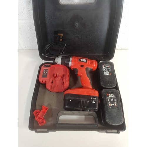 72 - A Black and Decker Cordless Drill with 3 x Batteries