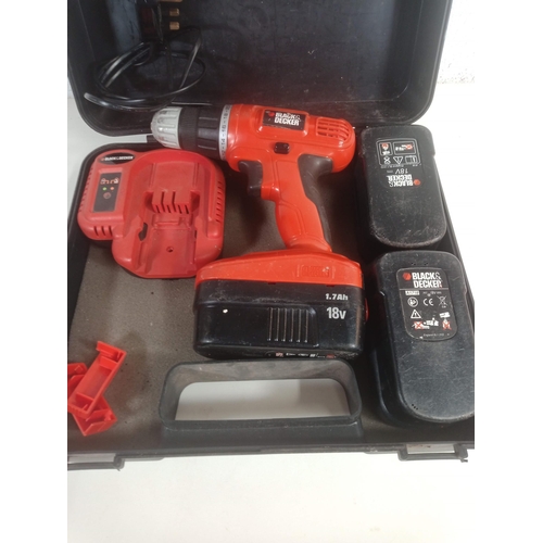 72 - A Black and Decker Cordless Drill with 3 x Batteries