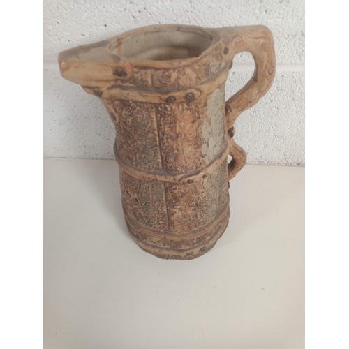 823 - 1930's Moira Pottery Hillstonia Line Rustic Double Handled Pitcher