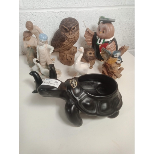 821 - Mixed Pottery Items including Pool Pottery Owls, Fentham and Willow Tree