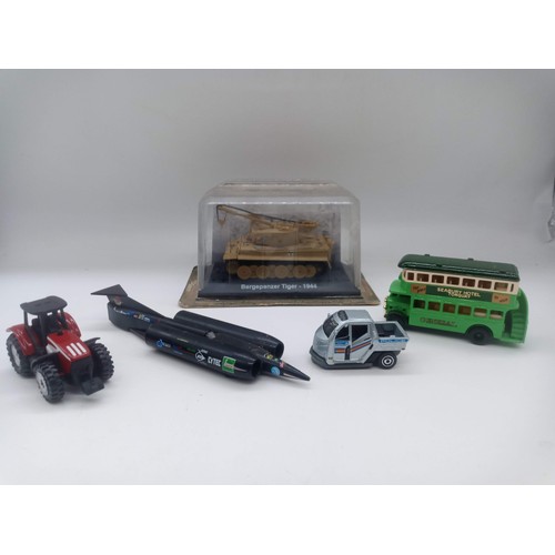 867 - A Quantity of Die Cast Model Cars inc. Berge Panzer Tiger Tank and Thrust SSC Lledo