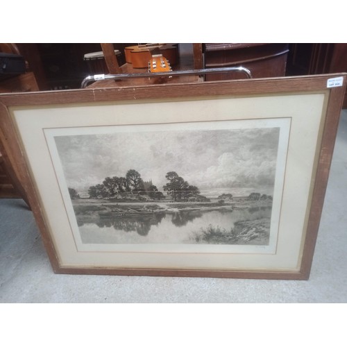 916 - Large Engraving of East Hyde Canal dated July 30 1891 signed BW Leader  106cm x 76cm