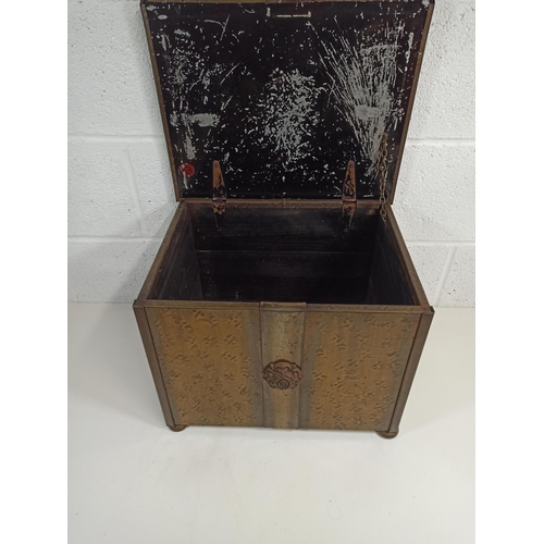 732 - A Wood and Brass Firebox with Fleur De Lys Motif