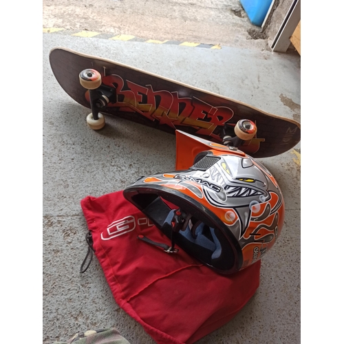 767 - Skateboard and Crash Helmet