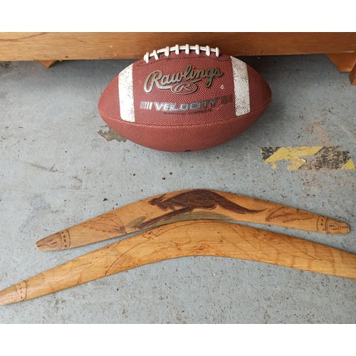 761 - Rugby Ball & 2 x Boomerangs