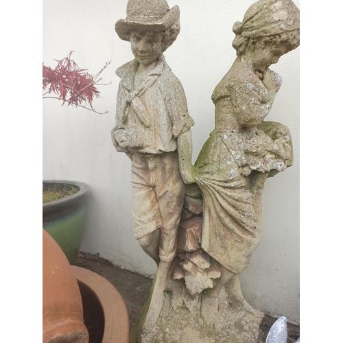 5 - Stone Statue of Lady and Gent 85cmh x 46cm