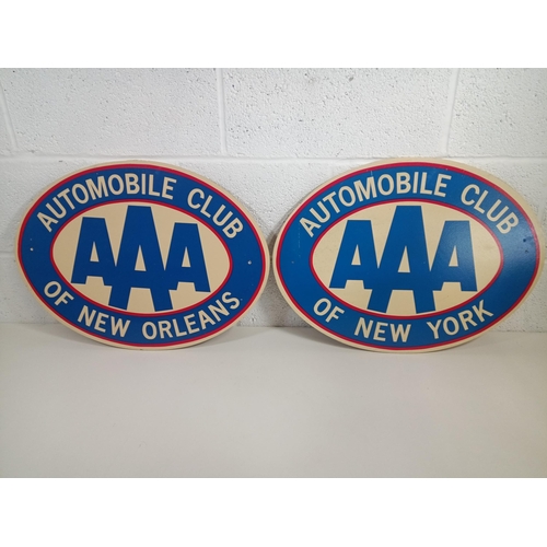 54 - 2 x Painted Wooden Signs - Automobile Club of New York and New Orleans