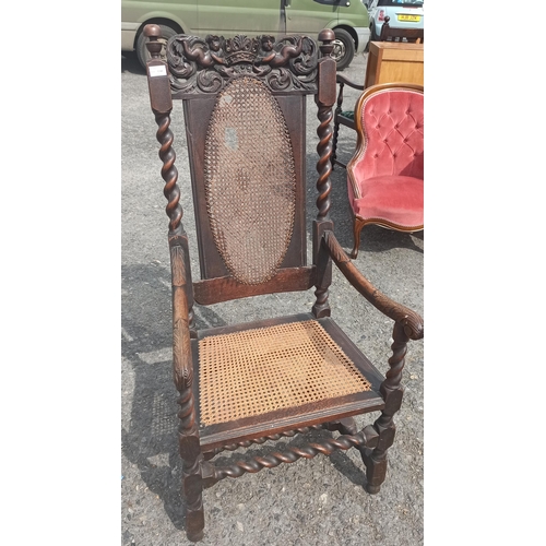 94 - Large Carved Oak Chair 122cm x 58cm x 54cm