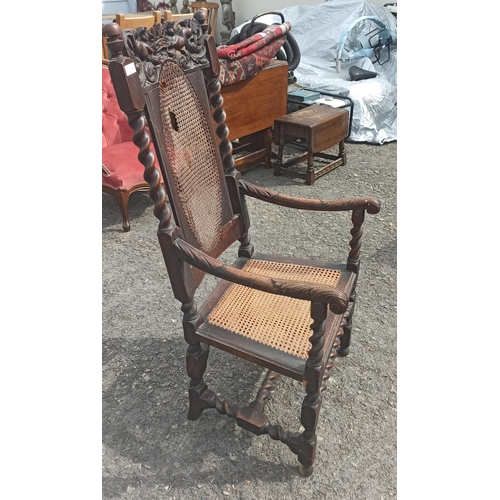 94 - Large Carved Oak Chair 122cm x 58cm x 54cm