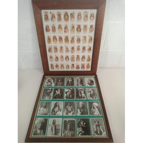 736 - Collectable Framed Tribal Knowledge Cards 51 x 46cm and Framed Clam Fish Indian Cigarette Cards 55 x... 