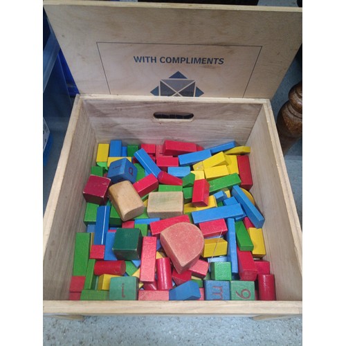 739 - Childrens Building Blocks in Wooden Box