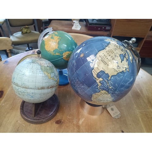 724d - 3 x World Globes on Stands