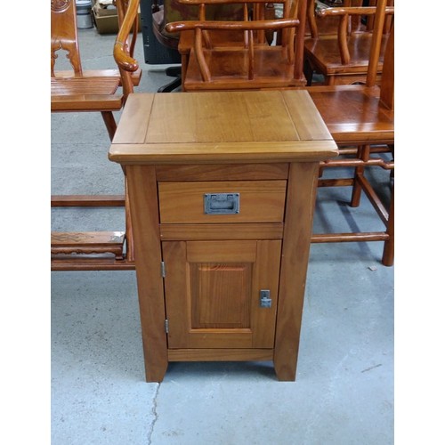 91 - Solid Wood Bedside Cabinet with Cupboard and Drawer 65cm H x 45cm W x 40cm D