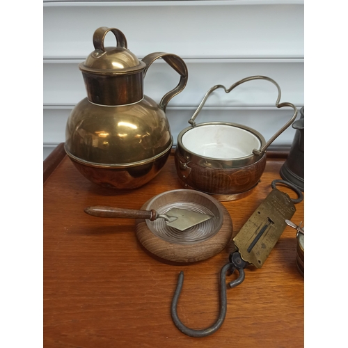 198 - Box of Oddments Including Silver Plate, Copper , Brass and Pewter Items