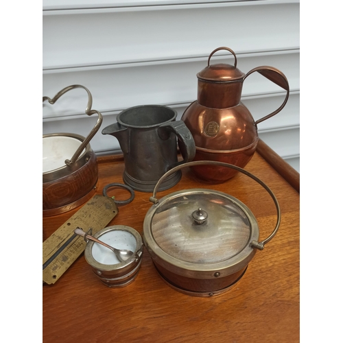 198 - Box of Oddments Including Silver Plate, Copper , Brass and Pewter Items