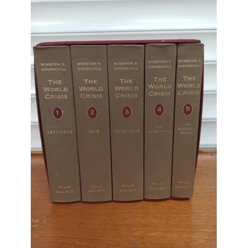 569 - World Crisis Winston Churchill 1911 Onwards Volumes 1 - 5 Folio Society Collection