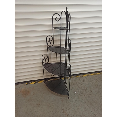 13 - A Black Painted Metal Corner Plant Shelf Jardinière 122cm x 49cm x 49cm