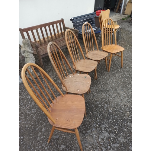 326 - 4 x Blonde Ercol Chairs and 1 Quaker Style Chair