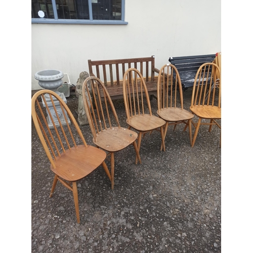 326 - 4 x Blonde Ercol Chairs and 1 Quaker Style Chair