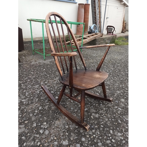 331 - Quaker Style Ercol Rocking Chair - slight damage to top of back