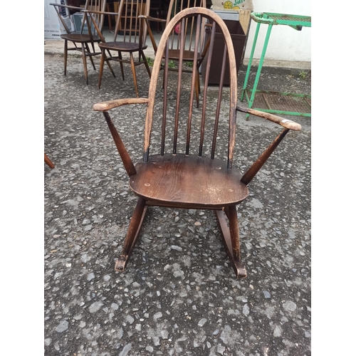 331 - Quaker Style Ercol Rocking Chair - slight damage to top of back