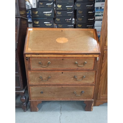 536 - Inlaid Bureau with Small Drawers inserts and Middle Compartments and 2 Drawers ( 1 handle missing) 9... 