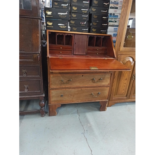 536 - Inlaid Bureau with Small Drawers inserts and Middle Compartments and 2 Drawers ( 1 handle missing) 9... 