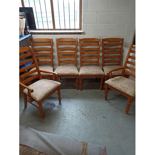 347 - 6 Pine Chairs( 2 Carvers)