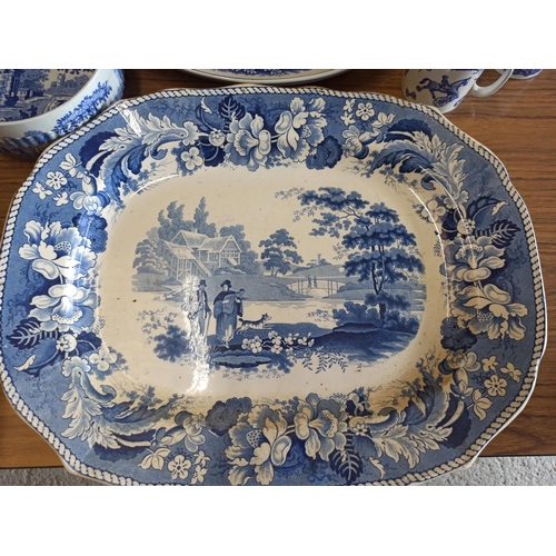 529 - Mixed Box of Spode Including Large Platter 52cm x 41cm , Serving Dishes and Mugs x 5